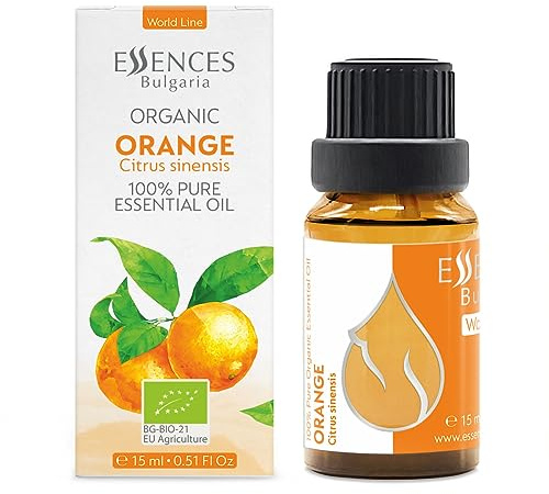 Essences Bulgaria Organisk Apelsin Eterisk Olja| 15 ml | Citrus sinensis | 100% Ren och Naturlig | Outspädd | Terapeutisk betyg | Aromaterapi | Kosmetika | Cruelty Free | Icke-GMO