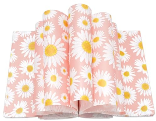 JarThenaAMCS 150 Pcs Daisy Pink Wax Paper Spring Flower Deli Paper Pastel Floral Food Sandwich Wrap Waterproof Oil-Proof Picnic Basket Liners for Party Kitchen Supplies, 9.8 x 8.3 Inch