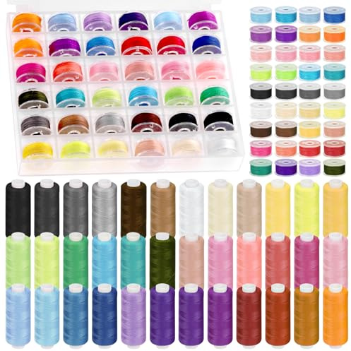 Swpeet Kit di 72 bobine di filo da cucito in 36 colori, bobine preavvolte e bobine di filo per cucire in poliestere, per macchina da cucire, forniture per mano, viaggi, fai da te e casa