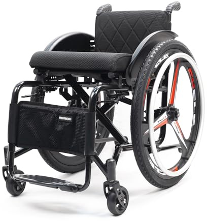 Sport och fritid rullstolar för vuxna, transport rullstol lätt vikbar med dubbel broms, självgående aluminiumlegering bärbar manuell hjulstol (sätesbredd 40 cm/15,7 tum, silver)