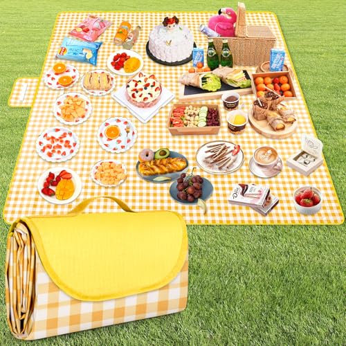 AQXONG 200x200cm Manta de Picnic Impermeable, Estera de Picnic Portátil, Colchoneta de Picnic Plegable, Adecuado para Fiestas de Picnic, Camping, Viajes al Aire Libre, Playa