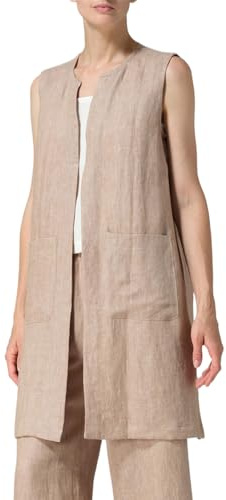 IDEALSANXUN Long Vest for Women Sleeveless Blazer 2026 Spring Summer Jackets Casual Lightweight Trench Coat Open Front Cardigan Waistcoat Linen Vest Tops,Khaki,M