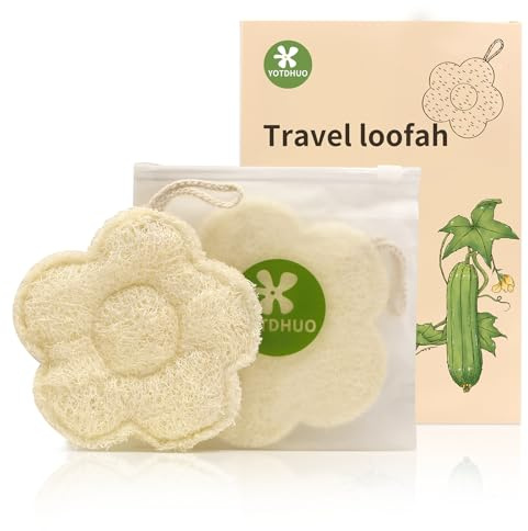 Travel Loofah Made from Real Egyptian Shower Loofah Spong Natural,Rough,Exfoliating,Quick-Drying,Lightweight,Rich Foam,Designed for Travel Convenient to Pack and Carry(2pack)
