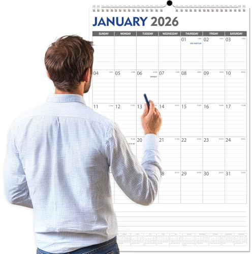 GuassLee Extra Large Wall Calendar 2026, 36x 24 Jumbo Vertical Wall Planner 2026-2027 from January 2026 to June 2027,18 Months with Julian Dates and Notes for Office School Home Teacher Planning