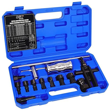 SGT 12pcs Blind Hole Collet Bearing Puller Set,Internal Bearing Extractor Puller Kit,Motorcycle Bicycle Wheel Bearing Removal Tool,Slide Hammer Bearing Puller with Expandable Collets 8-32mm