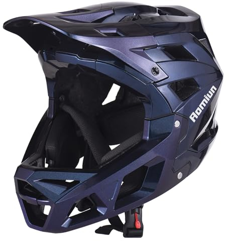 AOMIUN Casco Integral de Bicicleta de montaña para Hombre con Visera, Forro de EPS, Ligero, Transpirable, para terrenos difíciles y Carreras. (M 【55-58 cm】)