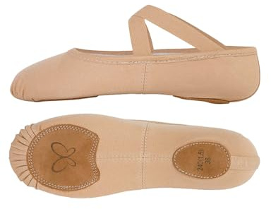 Daydance Gymnastics Shoes for Kids, Ballet Slippers for Girls Size 2 Big Kid Tan