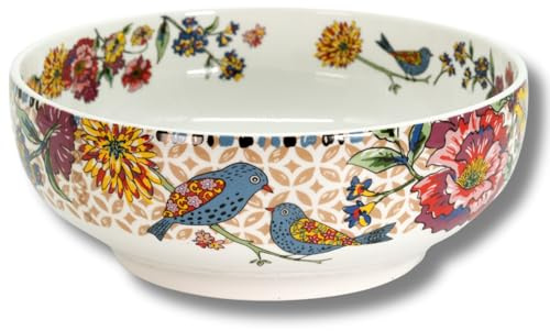 LEONARDO LUXURY HOME DESIGN Insalatiera Porcellana Japan Birds Servizio Elegante e Raffinato Uccelli Giapponesi Adatto a Lavastoviglie Forno e Microonde (23 x 9 cm)