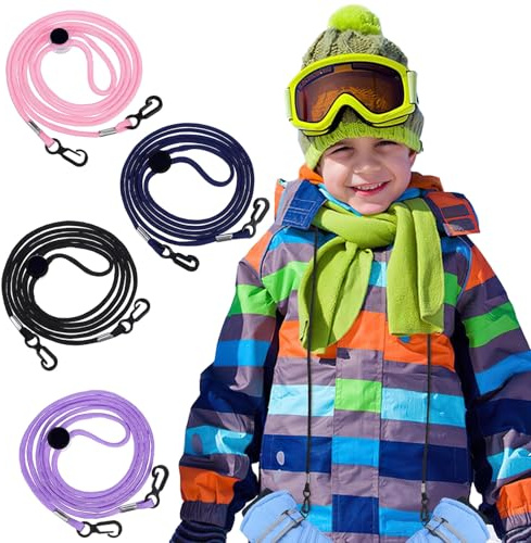 Pinzas para manoplas para niños, 180 cm, 4 unidades, guantes de invierno ajustables, correa antipérdida, collar de gorro, pinzas para mitones, clip para guantes de nieve, adecuado para adultos y niños