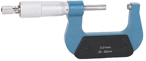 YWBL-WH Micromètre Extérieur 25-50 Mm 0,01 Mm Outil de Machiniste de Graduation avec Enclume en Carbure de Tungstène pour la Mesure Précise de la Longueur, du Diamètre et de l'épaisseur