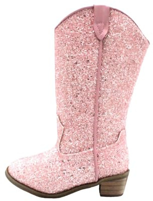 Stivaletti da bambina con paillettes, tacco alto, per danza, feste, graziosi, scintillanti, leggeri, impermeabili, scarpe da ballo scolastiche, traspiranti, antiscivolo, rosa, 33 EU