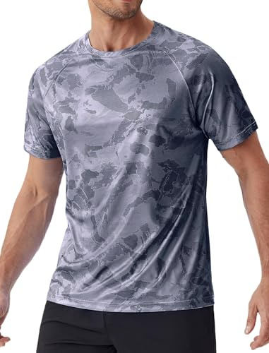 PINSPARK UV-skjorta för män, Rashguard sport t-shirts UPF 50+ kortärmad funktionell skjorta andas löpartröja lätt simning tröja fitness t-shirt simning surfing tees