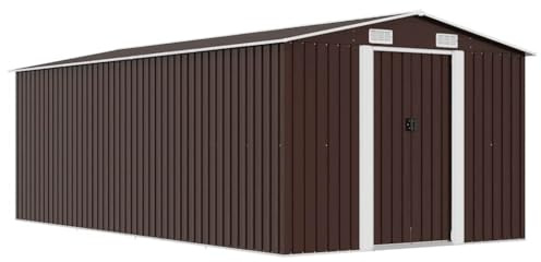 Emmtore Caseta de jardín Metal marrón 257x489x181 cm