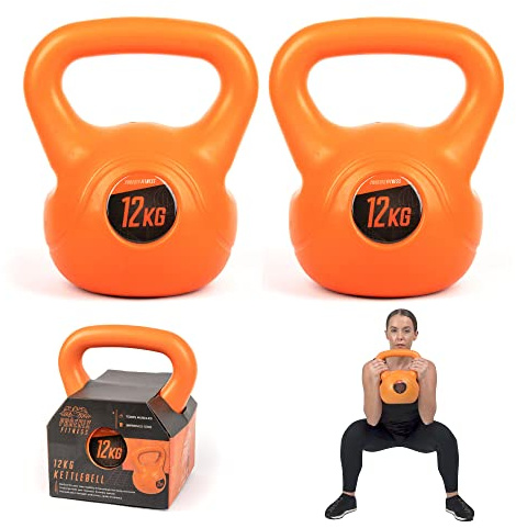 Phoenix Fitness Vinyl Kettlebell Pair - Heavy Weight Kettle Bell for Strength and Cardio Training, Sold as a Pair