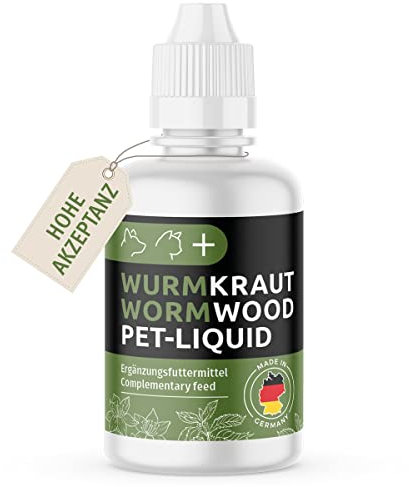 GreenPet Wurm Kraut Pet Liquid Tropfen Flüssig - Natürliche Wurmkur Alternative, vor, bei & nach Wurmbefall Hund, Katze & Kaninchen, alle Haustiere, pflanzliches Wurmmittel 50ml