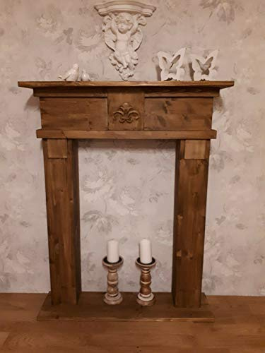 Wolkenstube Dekokamin braun Antik, Kaminkonsole, Kaminumrandung braun (90cm Breite)