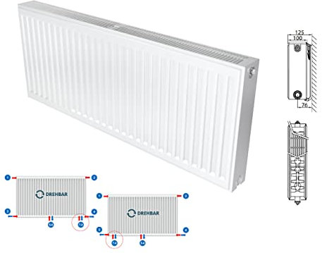 Belrad Typ 22 Universalheizkörper Ventilheizkörper Mittelanschluss mit 8 Anschlüssen 500 x 600 (HxB)-896W