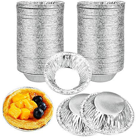 TANCUDER 250 Stück Eierkuchenform Egg Tart Form Einweg Aluminiumfolie Tassen Rund Egg Tart Dosen Form Einweg Egg Tart Mold Aluminium Muffinformen Cupcake Förmchen für Kuchen, Gebäck, Pudding