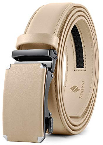 DOOPAI Automatik Gürtel Herren Beige, Ratsche Gürtel Herren Automatik, AutomatikGürtel für Männer 125cm