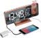 LITEYPP Projektionswecker, FM Digital Wecker mit Projektion 180°,Radiowecker Projektionsuhr Alarm Clock mit USB-Anschluss, 7 LED Spiegelbildschirm, Dual-Alarm, 12/24H, Snooze, mit Adapter, Roségold