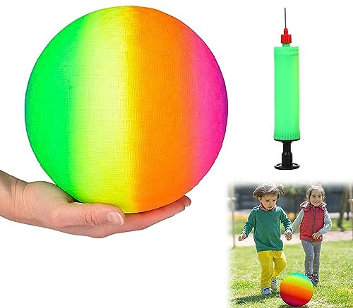 Bavooty Palline Arcobaleno PVC,Rainbow Soccer,Pallone da Spiaggia,Palloni da Spiaggia Gonfiabili,Palloni da Spiaggia Arcobaleno Pallone,Palla Morbida PVC Bambini,Bouncy Kickball,9 inch (1)