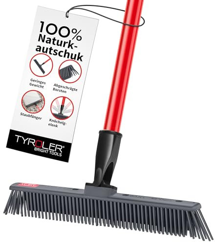 Tyroler Escoba Japonesa | Escoba de Goma para Suelo | 30 cm Cabezal de Silicona 100% | 140 cm Mango de Aluminio de 4 Piezas para Escobas para Barrer