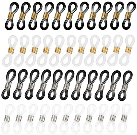 Giantree 40 Stück Brillenkettenenden, Silikon Brillenverbinder mit Anti-Rutsch Gummischlaufen für Sonnenbrillen und Brillenkette