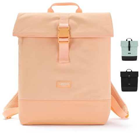 LARKSON Mochila Mujer y Hombre Naranja - Tammo - Para Portátiles - Trabajo, Universidad y Viaje - Backpack Enrollable y Ligero - Repelente al Agua