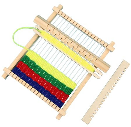 Kiuiom Diy Holz Kinder Webrahmen Set,Webrahmen Kinder Viereckig,Webstuhl Kinder Basteln,Schulwebrahmen Für Kinder Erwachsene,Astelset Kinder 3 Jahre Und Älter,Zum Weben & Gestalten,16,5x21CM