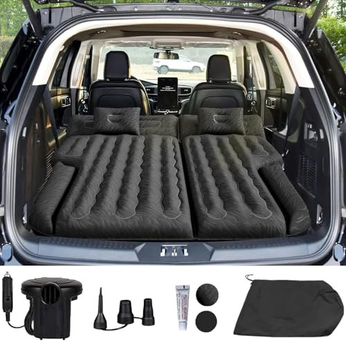 Vino Cove Auto Matratze 185x140x16 cm Auto Luftmatratze für SUV, Beflockung Oberfläche Luftbett mit 2 Kissen, Aufblasbaren Autobett für Kofferraum für Reisen Camping Zuhause