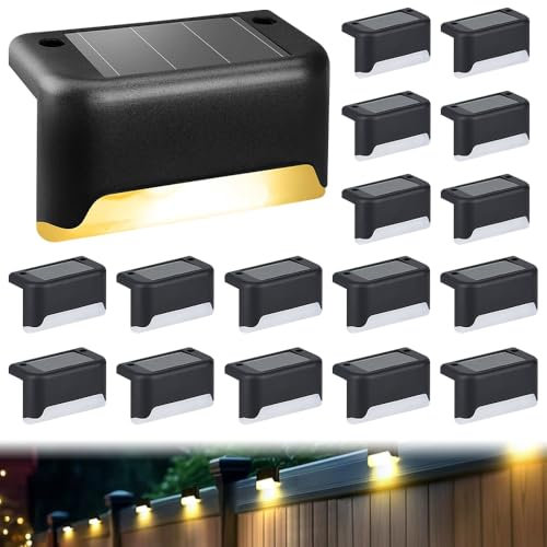 SKIKHN Solarleuchten für Außen, 16 Stück Wasserdichte Solar Lampe für Garten dekoration, Warmweiß Treppenlicht, Wasserdicht, für Garten dekoration, Terrasse, Treppen, Stufen, Zaun (Schwarz)