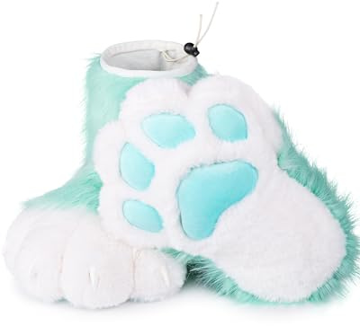 ZFKJERS Cosplay Animal Cat Plastic Claws for Fursuit Feet Paw Shoes Furry Paw Slippers Adults Costume Accessories Set (Green)