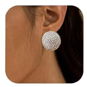 Silver Rhinestone Earrings for Women Sparkly Aretes Plateados Elegantes Bling Statement hypoallergenic Stud Earrings for Women Luxury Prom Jewelry
