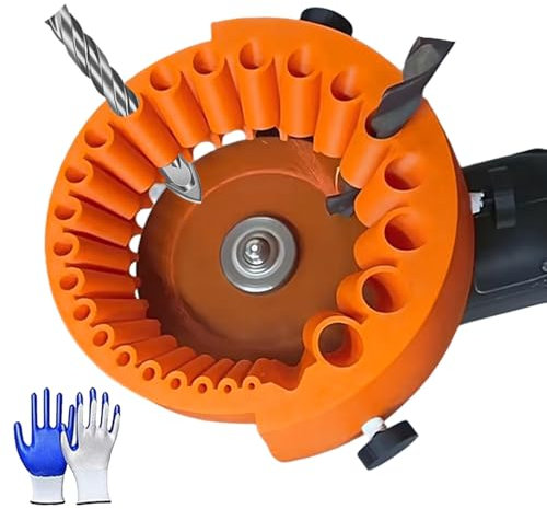 Drill Bit Sharpener, Multi Functional Drill Sharpener with Gloves, Angle Grinder Attachment (2~13mm) for 125mm Grinder, Efficient Multi-function Drill Grinde Restore Dull Drills Bits