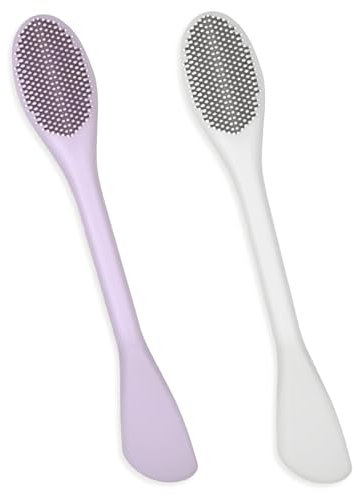 2Pcs Face Mask Brush Applicator Silicon Mask Brushes for Facials Cleaning Exfoliating Facial Cleansing Brushes with Bristles Face Scrubber for Facial Mud Anti Aging Masks Gels DIY Masks