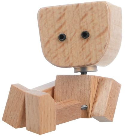 Beefire Whimsical Shaking Figurine, Wooden Man with Swappable Face Plates, Fun Kinetic Desk Decor for Office & Home, Engaging Gift for Coworkers & Friends
