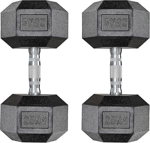 Set di 2 manubri esagonali, 10 – 30 kg, con rivestimento antiscivolo, impugnatura ergonomica, set di manubri corti in gomma polimerica, per allenamento aerobico