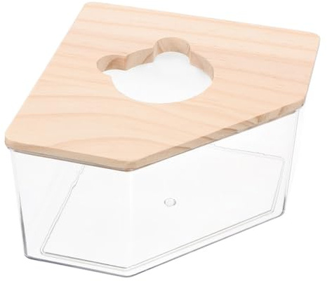 YARNOW Caja Baño Arena para Hámster y Pequeños Roedores Baño Acrílico Transparente con Tapa Madera para Chinchilla y Ratones Pequeña Mascota
