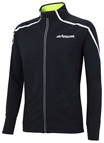 Airtracks Herren Thermo Fahrradjacke Winter Radjacke Softshell AIR TECH - Schwarz - L