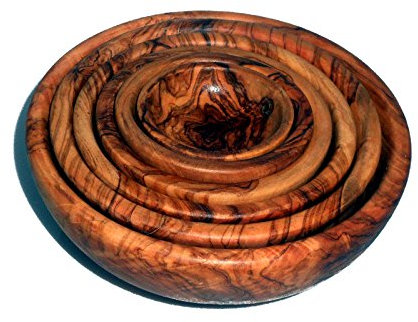 Lot de 6 bols en bois d'olivier