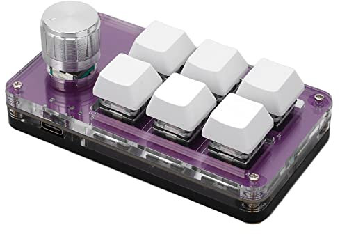 Ejoyous One Handed Mechanical Gaming Keyboard, Mini 6 Key Multifunctional USB Macro Keypad Gaming Keypad Shortcut Programmable Portable Keyboard with Knob for Computer PC Gamer