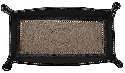 FrasiBags Svuotatasche Design Moderno in Vera Pelle Made in Italy, Vassoio Portaoggetti Ingresso, Svuota Tasche da Ingresso Organizer Scrivania Rettangolare Piccolo (Taupe)