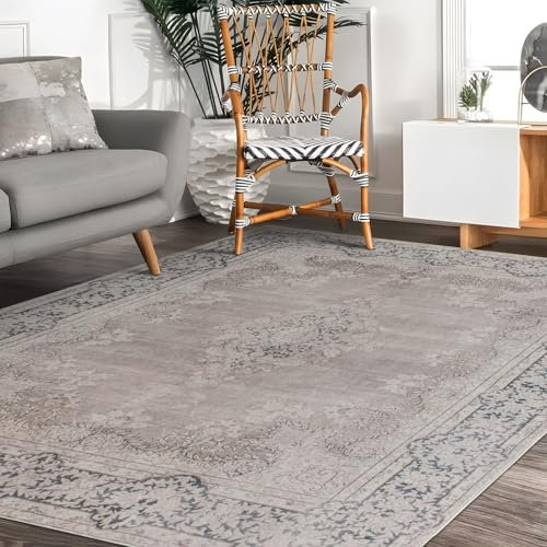 TALETA Teppich Wohnzimmer waschbar, grau Teppich Kurzflor rutschfest, Schlafzimmer Teppich, Vintage Teppich orientalisch, Carpet Living Room Groß: 120 x 170 cm