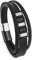 Akitsune Fabula Lederarmband |Armschmuck Frauen Herren Magnetverschluss aus Edelstahl Männer Armband - Silber - Schwarz 17cm