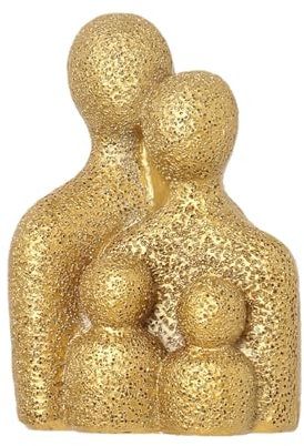 Willow Tree Figurines, Family Figurines Decor Family of 4 Figurines, Sculpted Hand-Painted Figures Memorial Gift, Willow Tree Figurines Family for Home Decor Bedroom Living Room Tabletop (Gold)