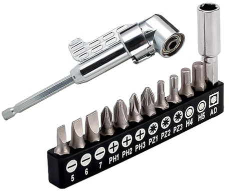 Kit di cacciaviti, trapano ad angolo retto a 105°, attacco per trapano ad angolo retto, accessori per trapano, set di punte per trapano, utensili elettrici per trapano, trapano a batteria o chiave