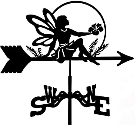 Bousige Métal Girouette Décoration, Girouette Métal Forme Coq girouetteExterieur indicateur Direction du Vent Décoration Toit pelouse Outil Mesure Girouette,(Flower Fairy)