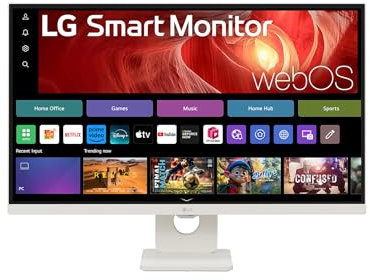LG 27U731SA-W - Smart Monitor 27, Panel IPS, UHD (3840 x 2160), 60Hz, 5ms (GtG), WebOS 24, DCI-P3 90%, Ajuste en Inclinación (Eje Horizontal), Blanco