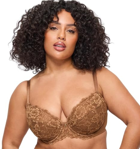 Ann Summers Valentines Sexy Lace Padded Plunge Bra, Fuller Bust DD+, A-G Cup, Curve-Enhancing Womens Underwear with Padded Cups & Underwire, Removable Mini Pads for Smaller Sizes, Adjustable Straps