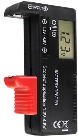 Digital Battery Tester for AAA, AA, C, D, N, Button Cell, Lithium Batteries | 9V,3.7V Lithium Battery & 1.2-4.8V Household Batteries Checker, Universal Small Battery Checker Voltage Meter Power Tester